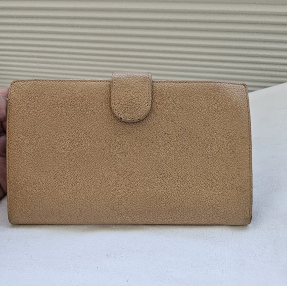 VGUC Chanel Caviar Leather Kisslock Beige Wallet Vintage - Picture 6 of 17